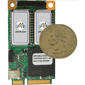 Foto Tarjeta Mini PCI Express para redes MIL-STD-1553 de dos canales.